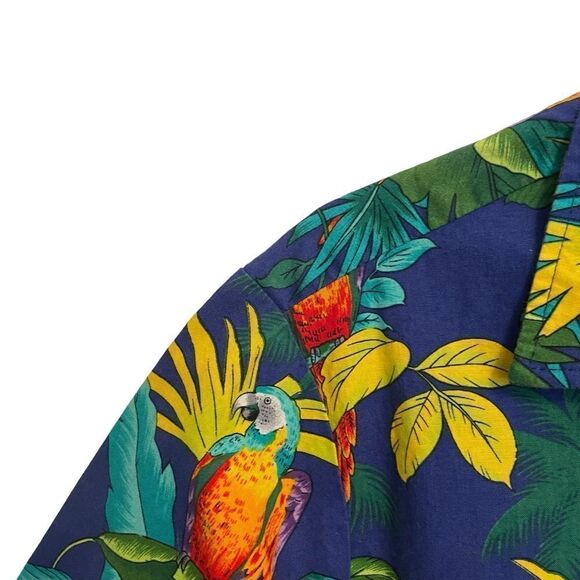 Vintage Styled By RJC Made in Hawaii Tropical Parrot Cotton Button Down Large - Picture 4 of 7